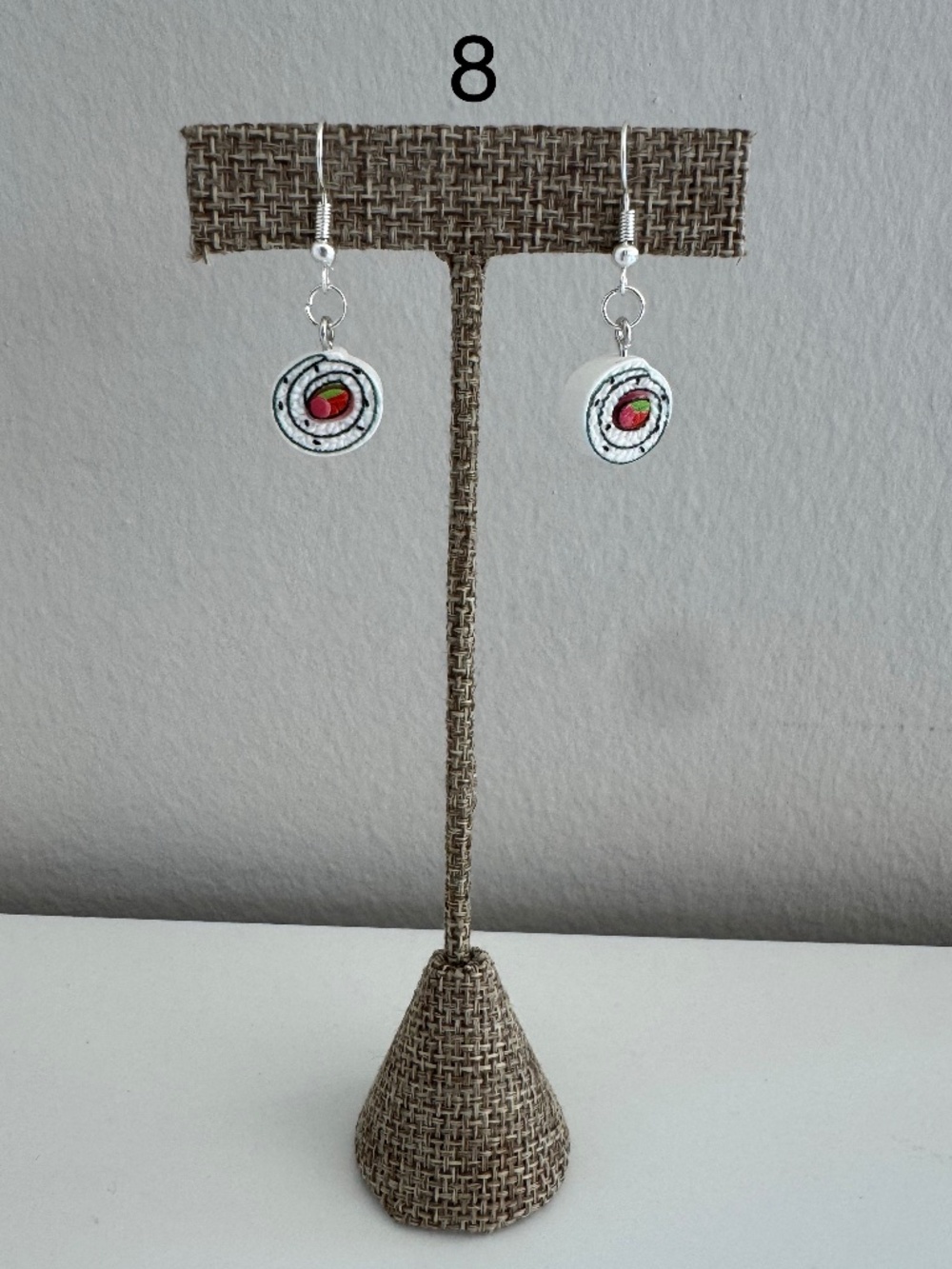 Handmade Sushi Roll Drop Earrings | Cute Foodie Statement Jewelry - Picture 9 of 9